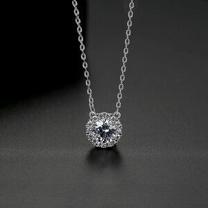 Halo AAA Australian Crystal Pendant with Sparkling Cubic Zirconia for Women